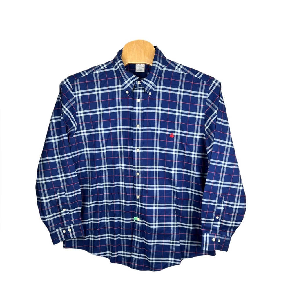 Brooks Brothers Men’s Slim Fit Original Polo Shirt Blue‎ Plaid Supima Cotton XXL